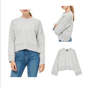 EUC✨ Topshop Mo Seam Detail Popper Grey Sweater